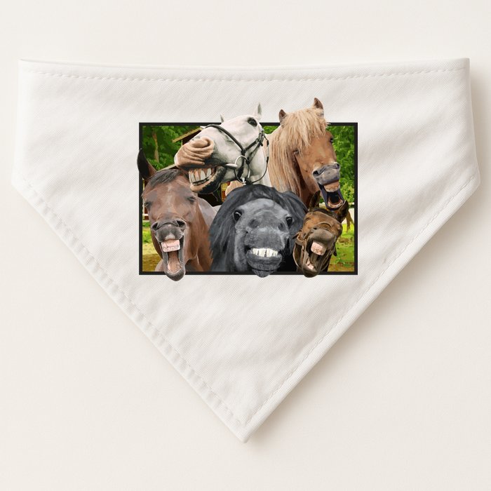 Horses Selfie Funny USA-Made Doggie Bandana