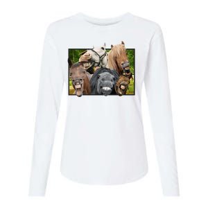 Horses Selfie Funny Womens Cotton Relaxed Long Sleeve T-Shirt