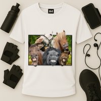 Horses Selfie Funny Cooling Performance Crew T-Shirt