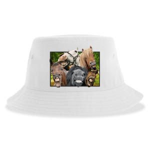 Horses Selfie Funny Sustainable Bucket Hat