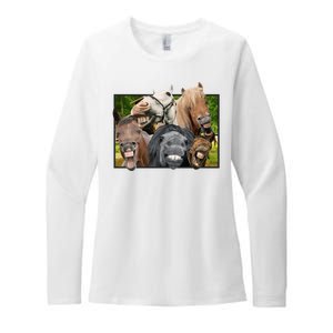 Horses Selfie Funny Womens CVC Long Sleeve Shirt