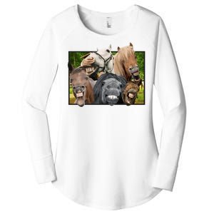 Horses Selfie Funny Women's Perfect Tri Tunic Long Sleeve Shirt