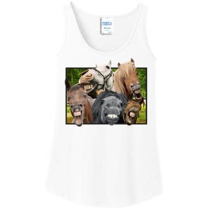 Horses Selfie Funny Ladies Essential Tank