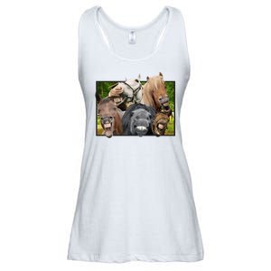 Horses Selfie Funny Ladies Essential Flowy Tank