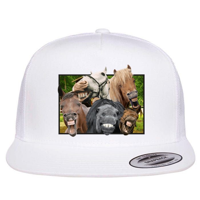 Horses Selfie Funny Flatbill Hat