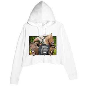 Horses Selfie Funny Crop Fleece Hoodie