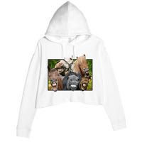 Horses Selfie Funny Crop Fleece Hoodie