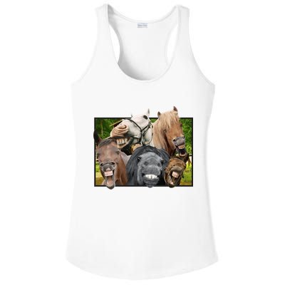 Horses Selfie Funny Ladies PosiCharge Competitor Racerback Tank