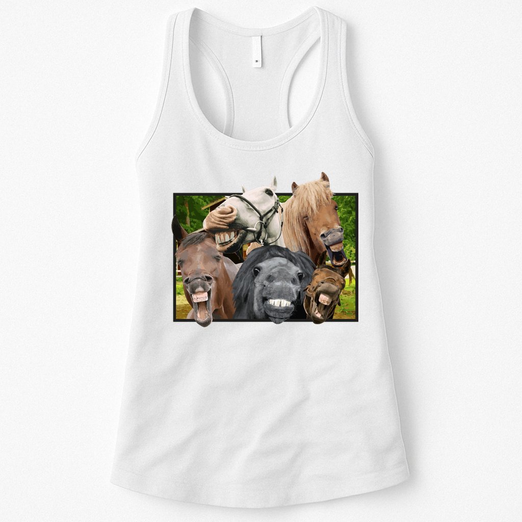 Horses Selfie Funny Womens Tank Top