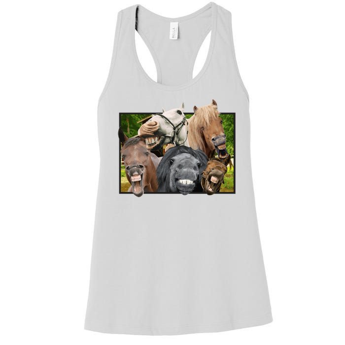 Horses Selfie Funny Women's Racerback Tank