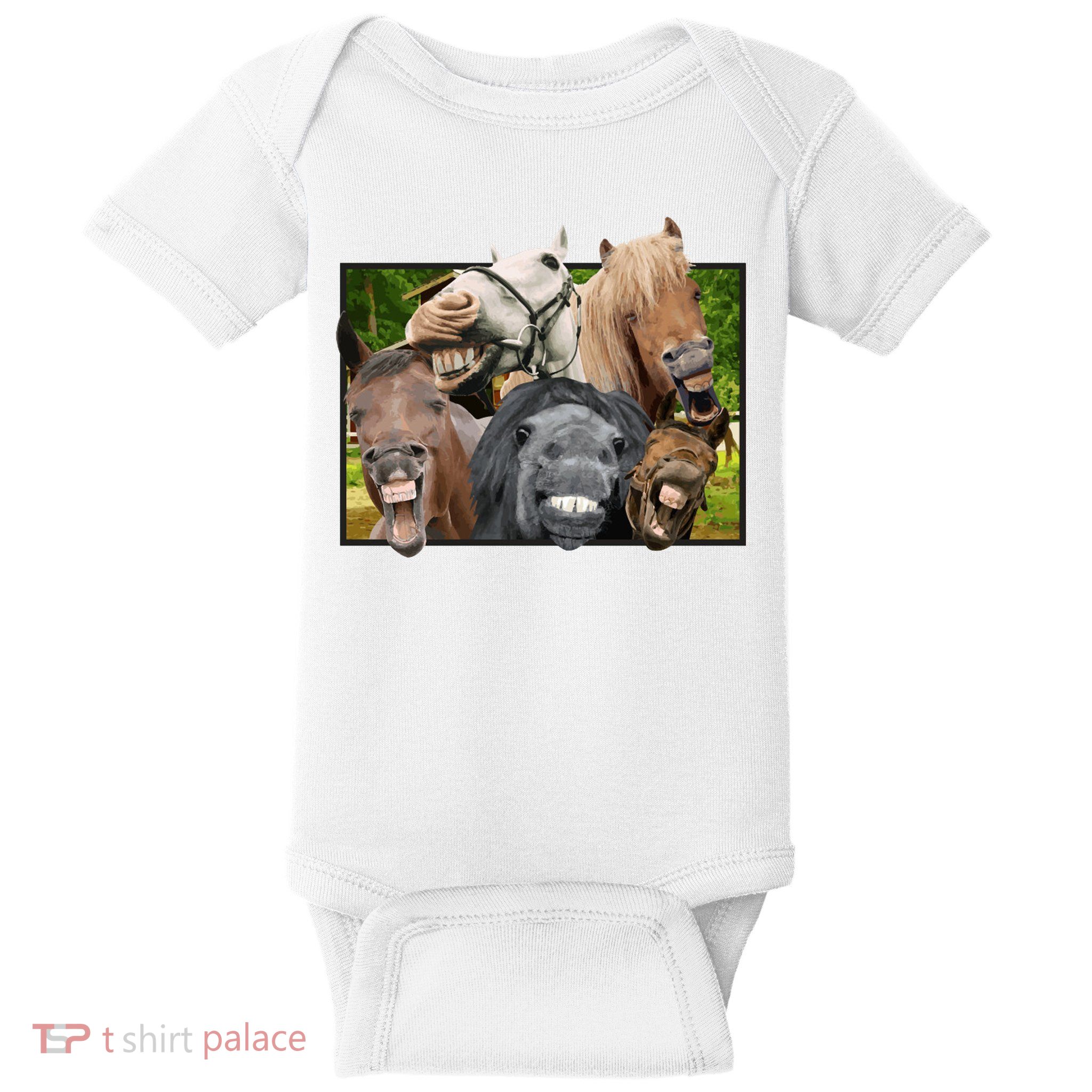 Horses Selfie Funny Baby Bodysuit