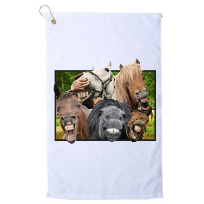 Horses Selfie Funny Golf Towel