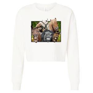 Horses Selfie Funny Cropped Pullover Crew