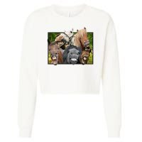 Horses Selfie Funny Cropped Pullover Crew