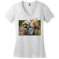 Horses Selfie Funny Women's V-Neck T-Shirt