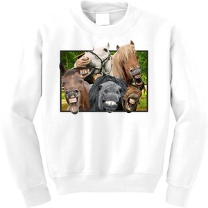 Horses Selfie Funny Kids Sweatshirt