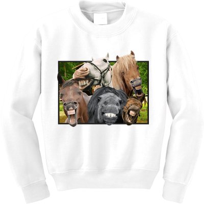 Horses Selfie Funny Kids Sweatshirt