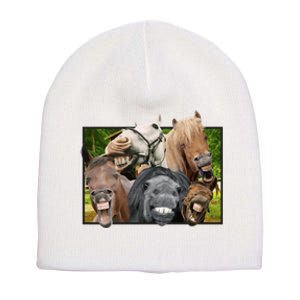 Horses Selfie Funny Short Acrylic Beanie