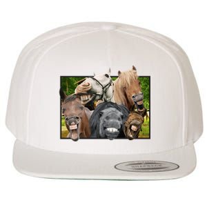 Horses Selfie Funny Wool Snapback Cap