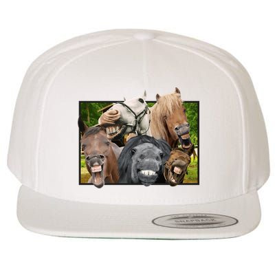 Horses Selfie Funny Wool Snapback Cap
