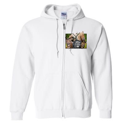 Horses Selfie Funny Full Zip Hoodie