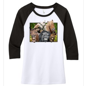 Horses Selfie Funny Women's Tri-Blend 3/4-Sleeve Raglan Shirt