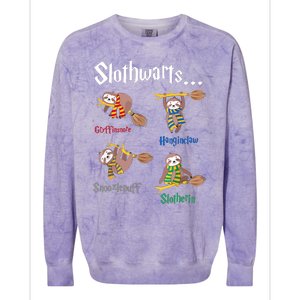 Harry Slothwarts Funny Birthday Gift Sloth Colorblast Crewneck Sweatshirt