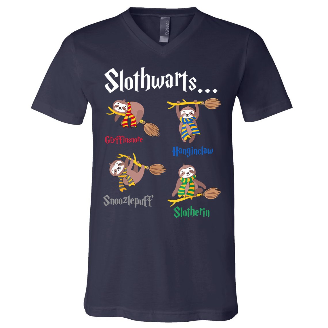 Harry Slothwarts Funny Birthday Gift Sloth V-Neck T-Shirt