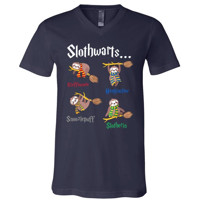 Harry Slothwarts Funny Birthday Gift Sloth V-Neck T-Shirt