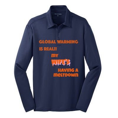 Husband/Wife Sarcasm,'s Funny Global Warming Silk Touch Performance Long Sleeve Polo