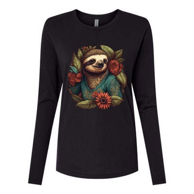 Happy-go-Lucky Sloth funny animal lover Womens Cotton Relaxed Long Sleeve T-Shirt