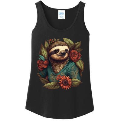 Happy-go-Lucky Sloth funny animal lover Ladies Essential Tank