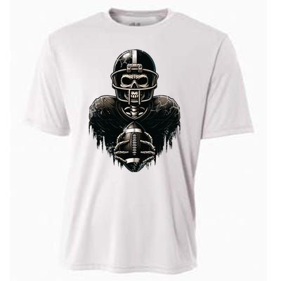 Halloween Skeleton Football Player Spooky Sports Graphic Cooling Performance Crew T-Shirt