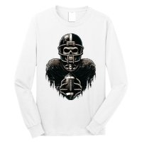 Halloween Skeleton Football Player Spooky Sports Graphic Long Sleeve Shirt