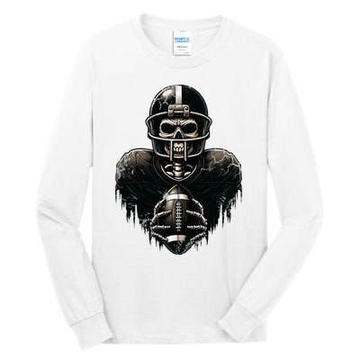 Halloween Skeleton Football Player Spooky Sports Graphic Tall Long Sleeve T-Shirt