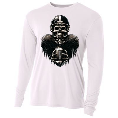 Halloween Skeleton Football Player Spooky Sports Graphic Cooling Performance Long Sleeve Crew