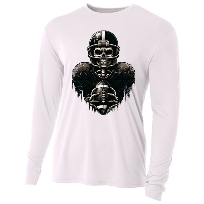 Halloween Skeleton Football Player Spooky Sports Graphic Cooling Performance Long Sleeve Crew