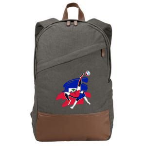 Haiti Soccer Fans Jersey Pride Proud Haitian Football Lovers Cotton Canvas Backpack