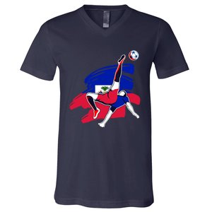 Haiti Soccer Fans Jersey Pride Proud Haitian Football Lovers V-Neck T-Shirt