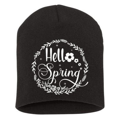 Hello Spring Flowers Sunshine Easter Short Acrylic Beanie