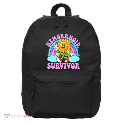 Hemorrhoid Survivor Funny Sarcastic Meme Embarrassing 16 in Basic Backpack