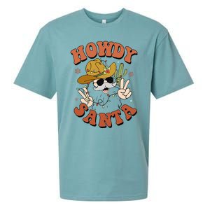 Howdy Santa Funny Cowboy Christmas Xmas Sueded Cloud Jersey T-Shirt