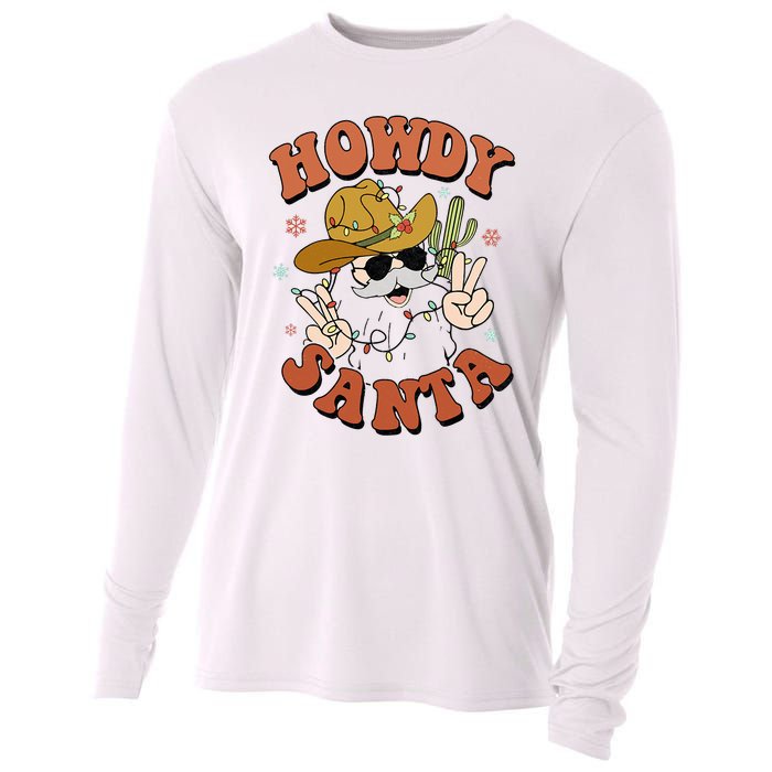 Howdy Santa Funny Cowboy Christmas Xmas Cooling Performance Long Sleeve Crew