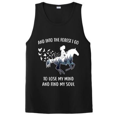Horse Shirts For Women: Into The Forest I Go Horse Riding TShirt PosiCharge Competitor Tank