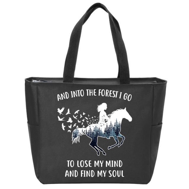 Horse Shirts For Women: Into The Forest I Go Horse Riding TShirt Zip Tote Bag
