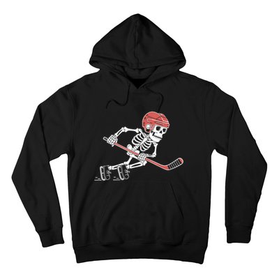 Halloween Spooky Funny Skeleton Playing Ice Hockey Lovers Gift Hoodie