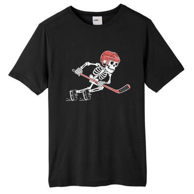 Halloween Spooky Funny Skeleton Playing Ice Hockey Lovers Gift Tall Fusion ChromaSoft Performance T-Shirt