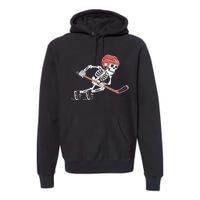 Halloween Spooky Funny Skeleton Playing Ice Hockey Lovers Gift Premium Hoodie