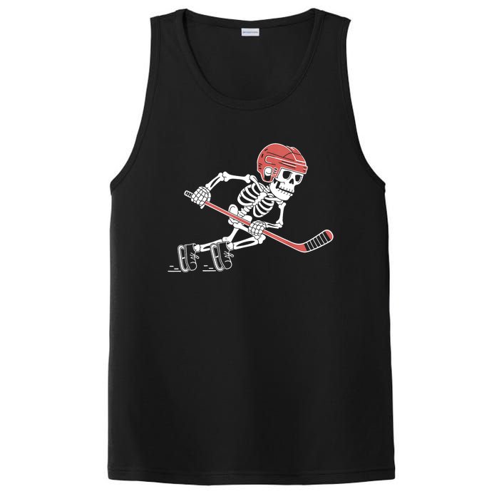 Halloween Spooky Funny Skeleton Playing Ice Hockey Lovers Gift PosiCharge Competitor Tank