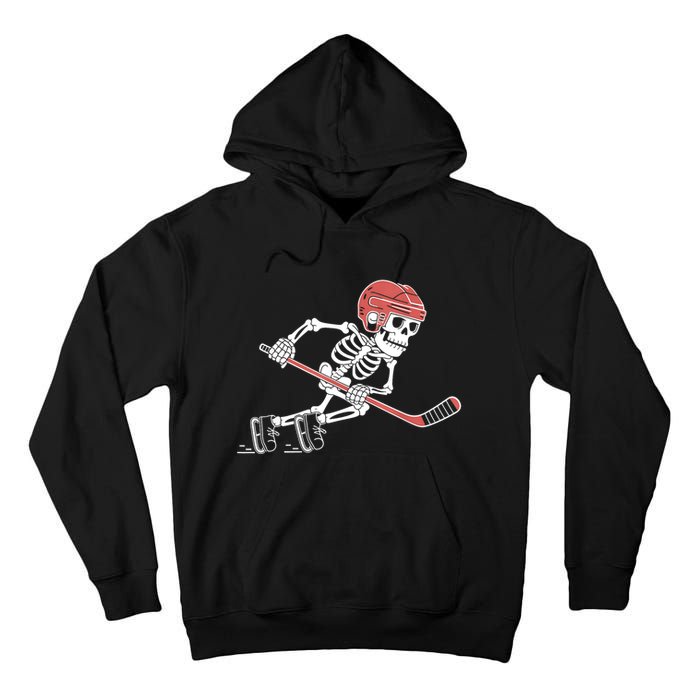 Halloween Spooky Funny Skeleton Playing Ice Hockey Lovers Gift Tall Hoodie